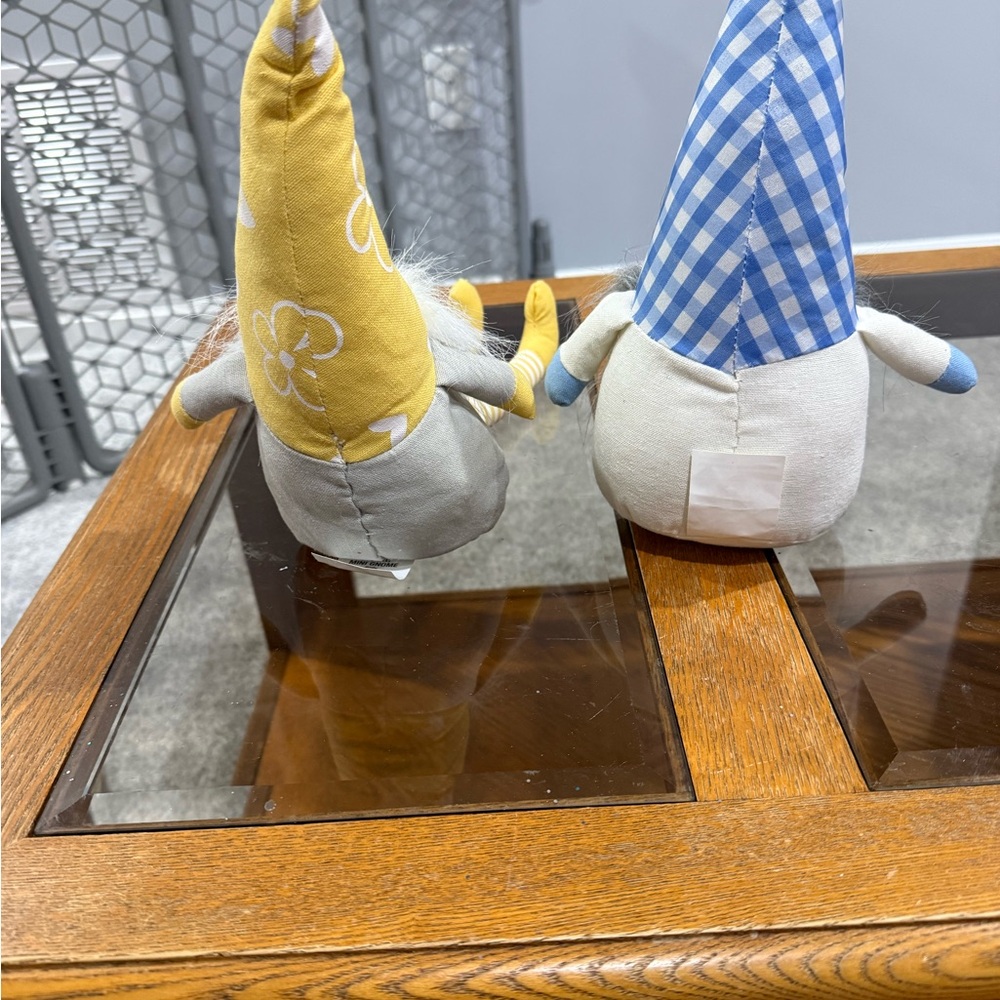 Yellow and Blue Home Spring Plush 16” Weighted MINI Gnome Flower/plaid - Picture 3 of 11